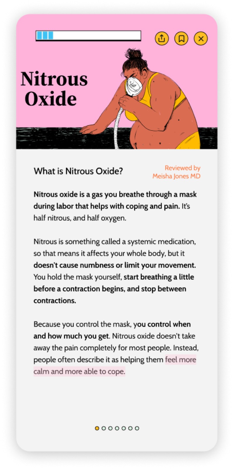 The Doulie screen explaining nitrous oxide